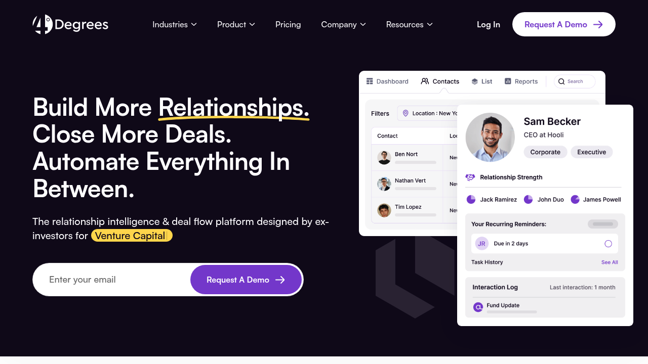 Screenshot of https://www.4degrees.ai