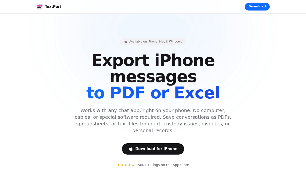 Screenshot of https://textport.com