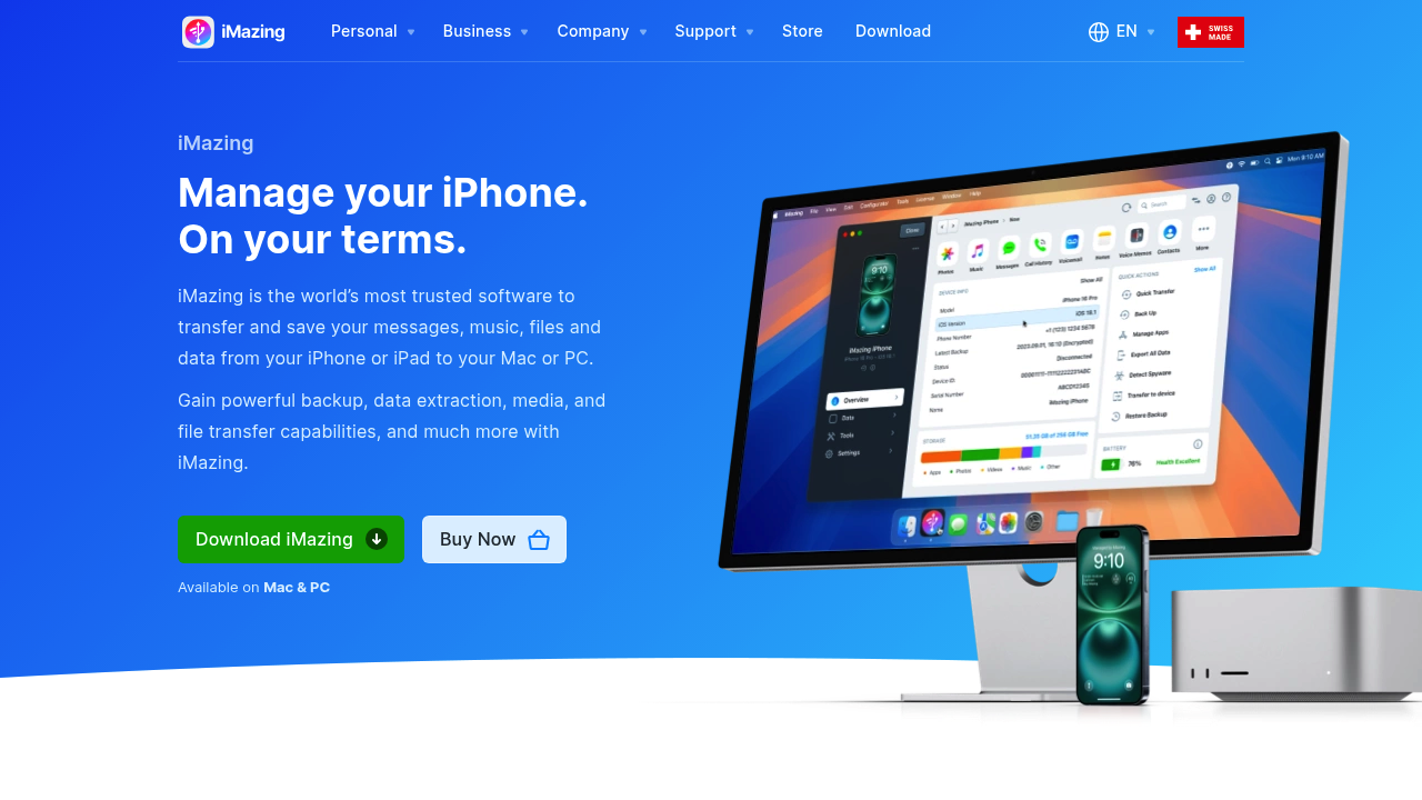 Screenshot of https://imazing.com
