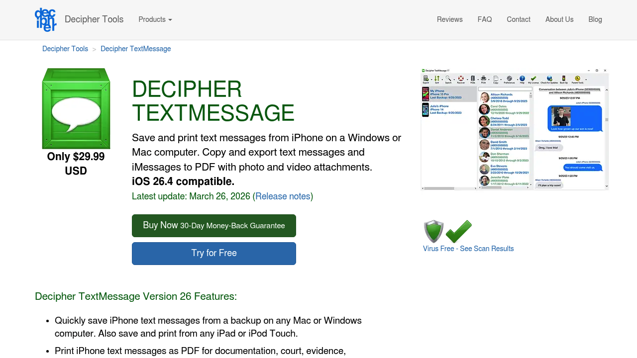 Screenshot of https://deciphertools.com/decipher-textmessage.html