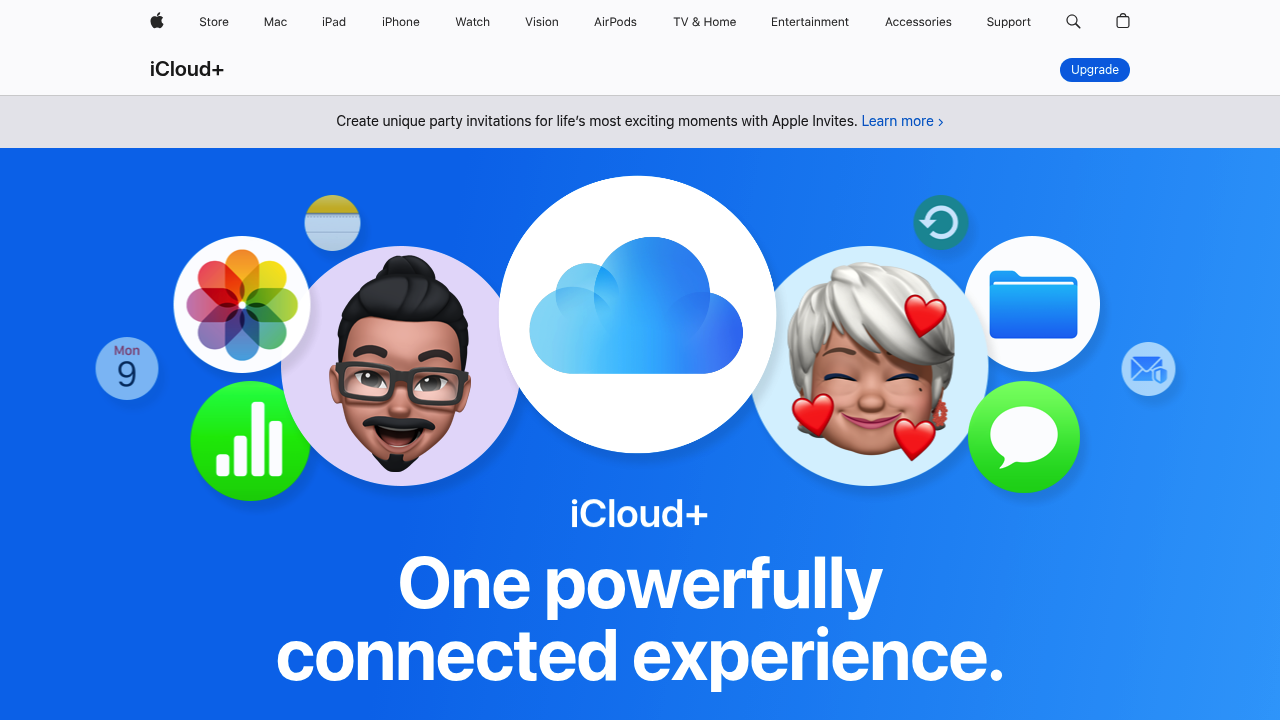 Screenshot of https://www.apple.com/icloud/