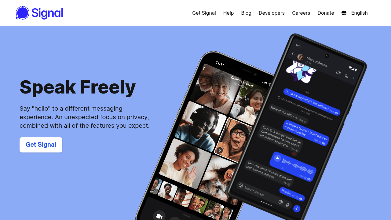 Screenshot of https://signal.org