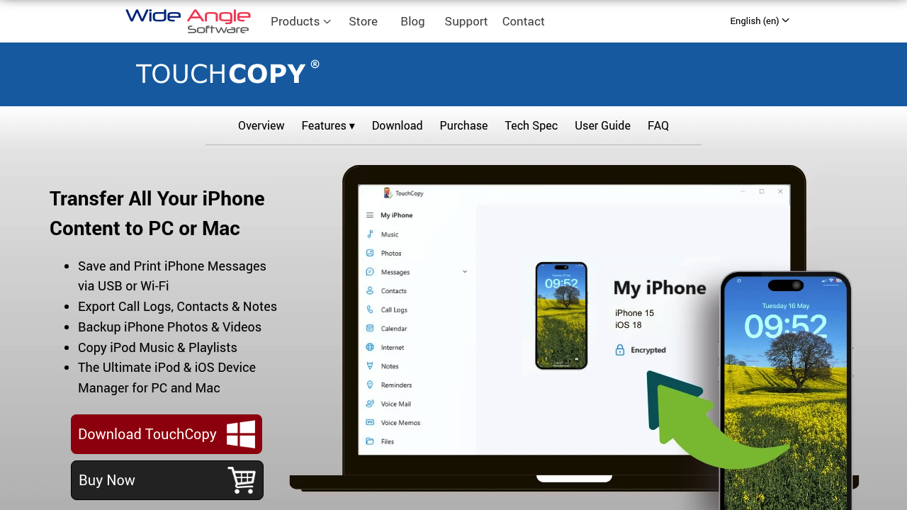 Screenshot of https://www.wideanglesoftware.com/touchcopy/