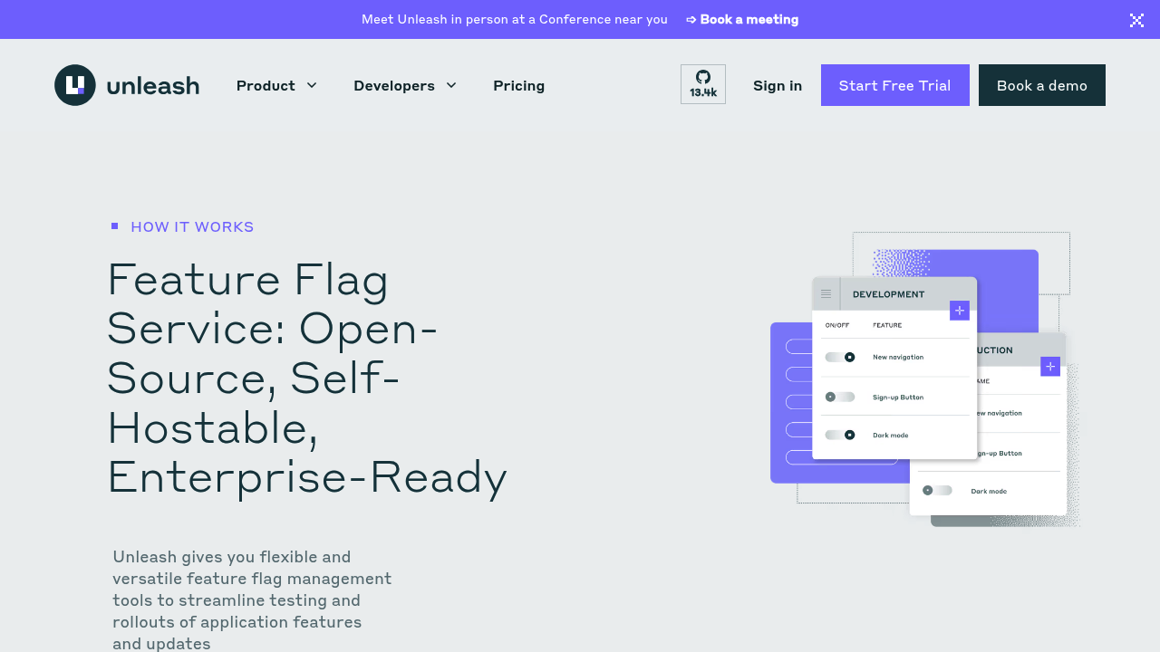 Screenshot of https://www.getunleash.io/feature-flag-service