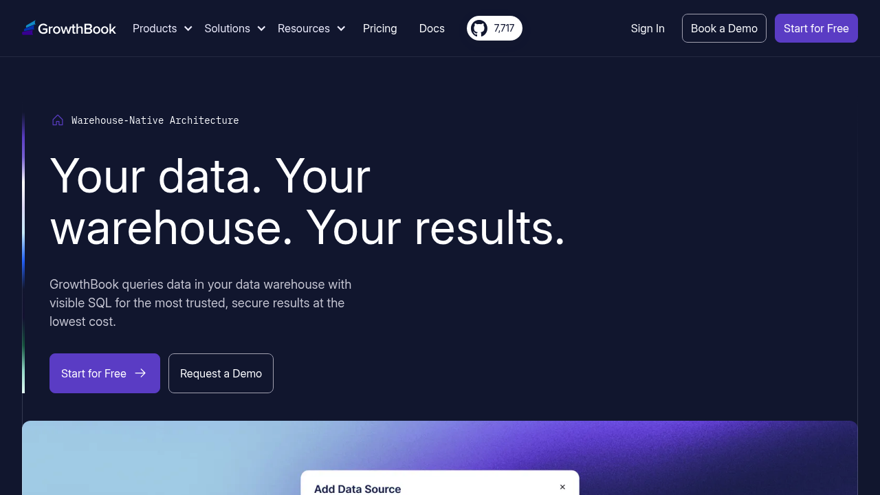 Screenshot of https://www.growthbook.io/platform/warehouse-native