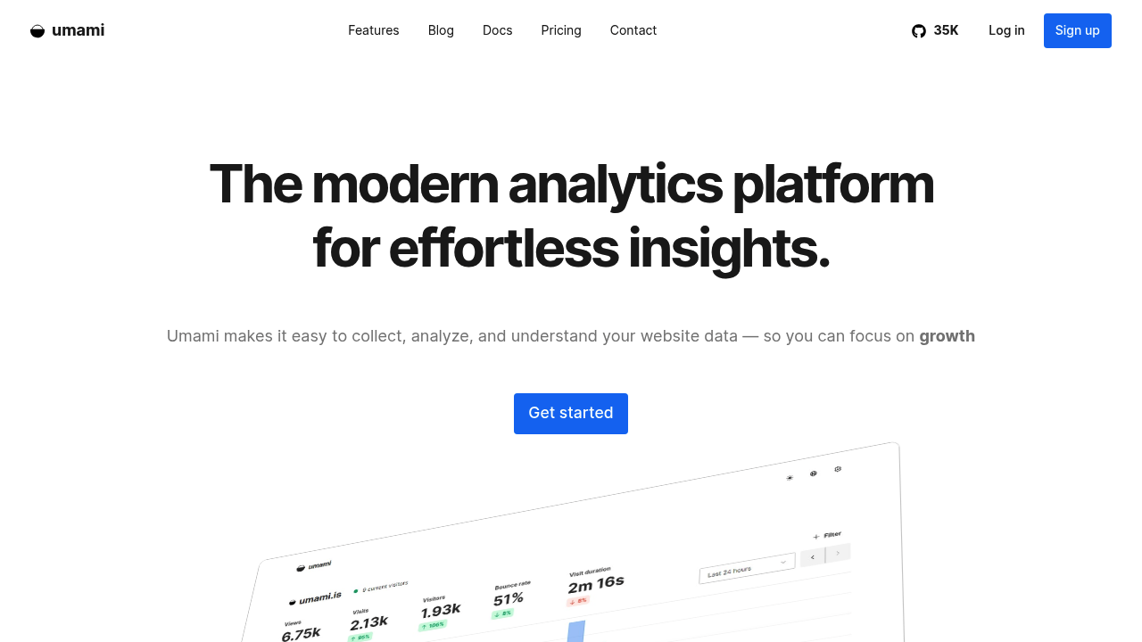 Screenshot of https://umami.is