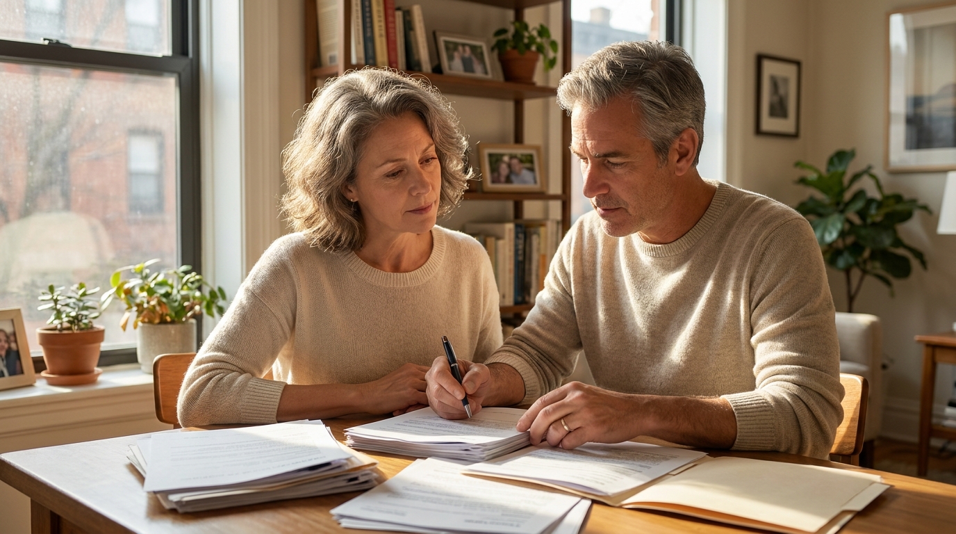 married couple reviews a power of attorney