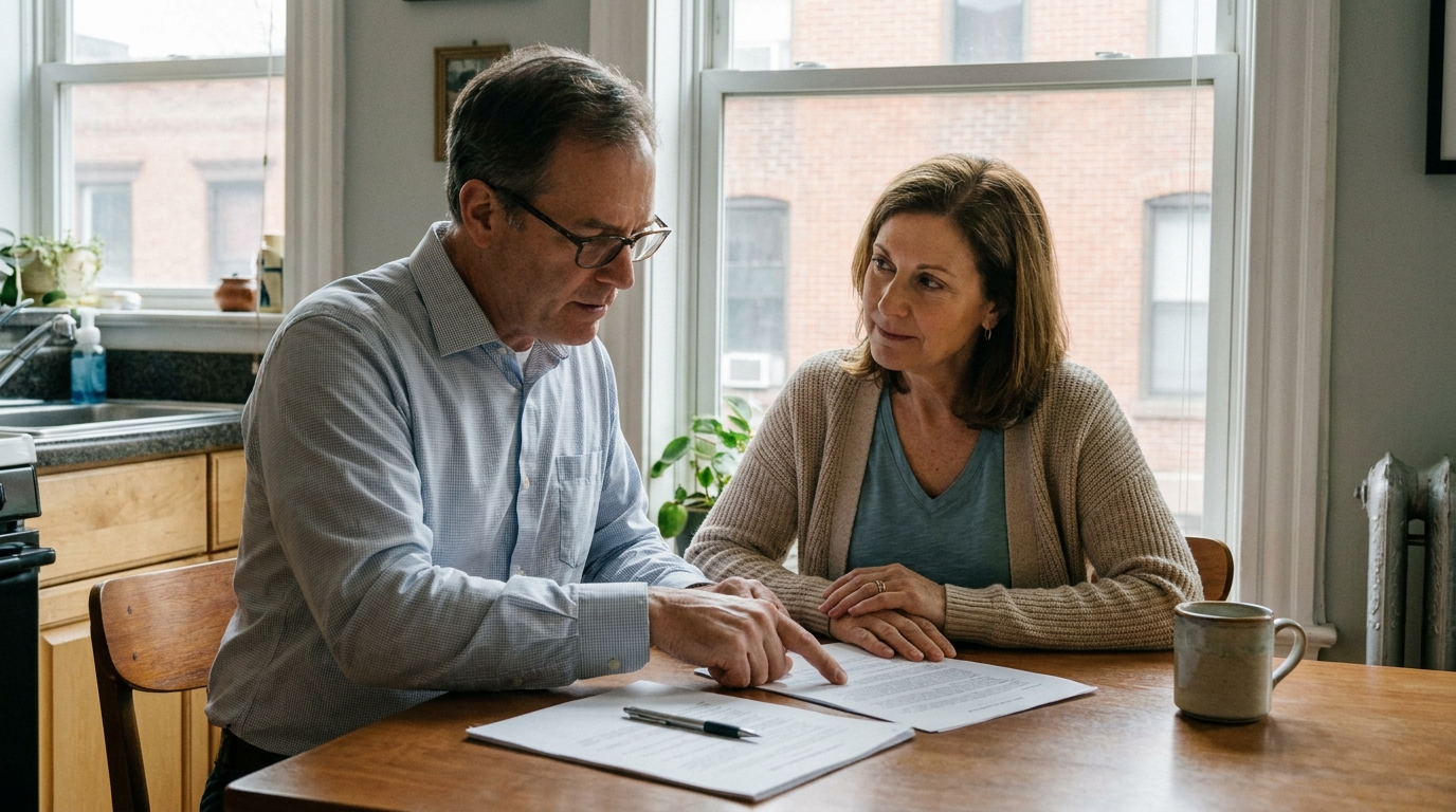 couple reviewing revocable trust documents