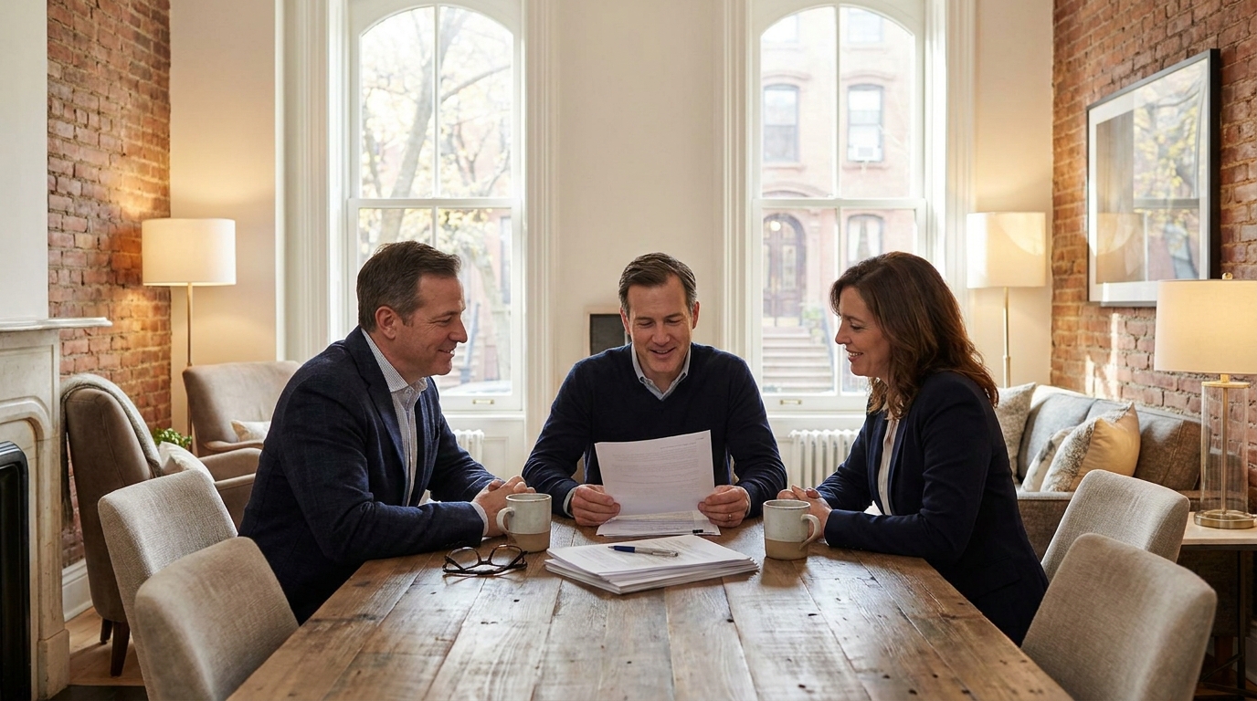 married couple reviewing will documents