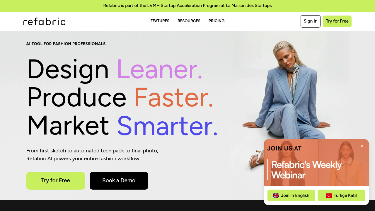 Screenshot of https://www.refabric.com/