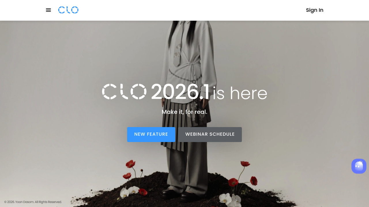 Screenshot of https://www.clo3d.com/