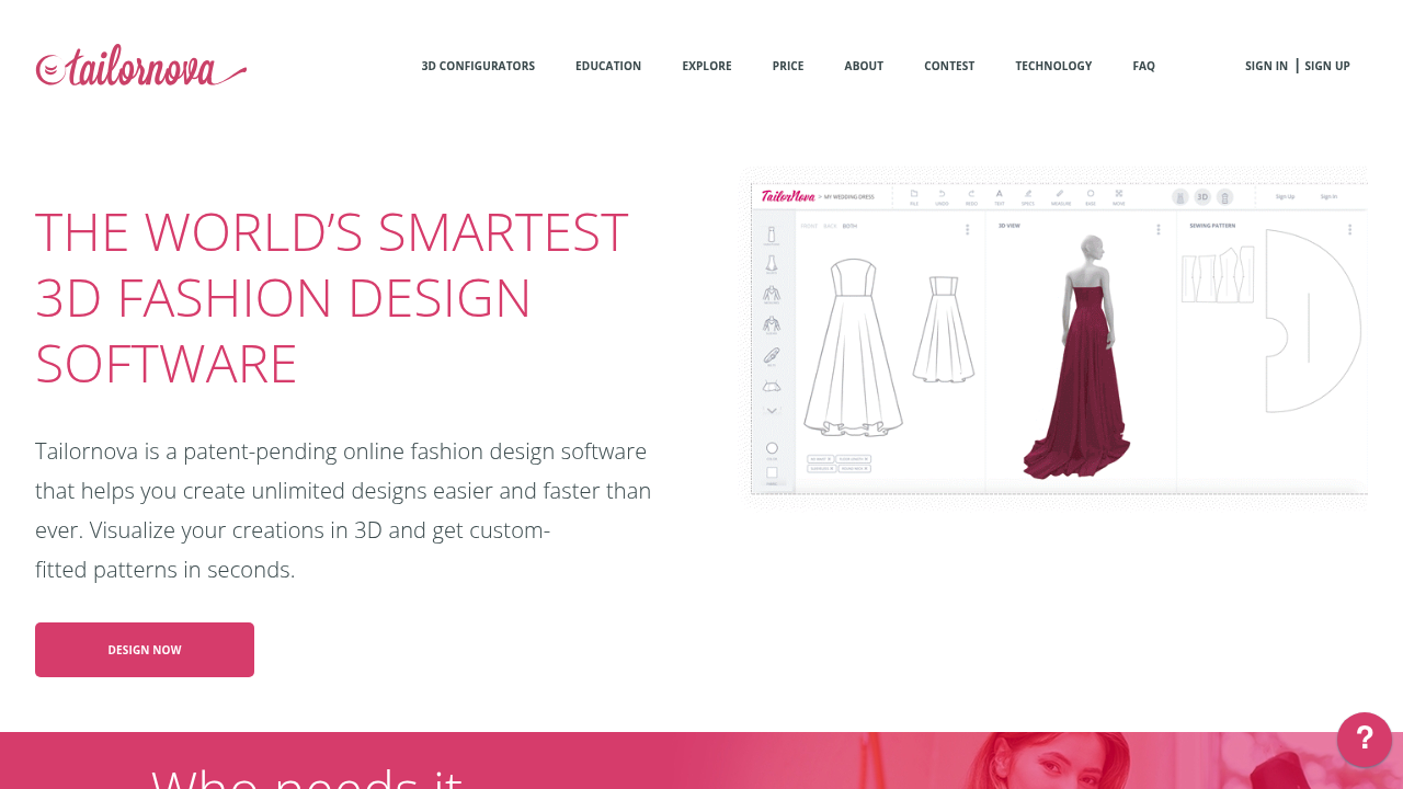 Screenshot of https://tailornova.com