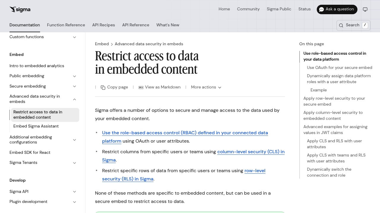 Screenshot of https://help.sigmacomputing.com/docs/restrict-access-to-data-in-embedded-content