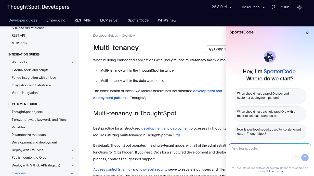 Screenshot of https://developers.thoughtspot.com/docs/multi-tenancy