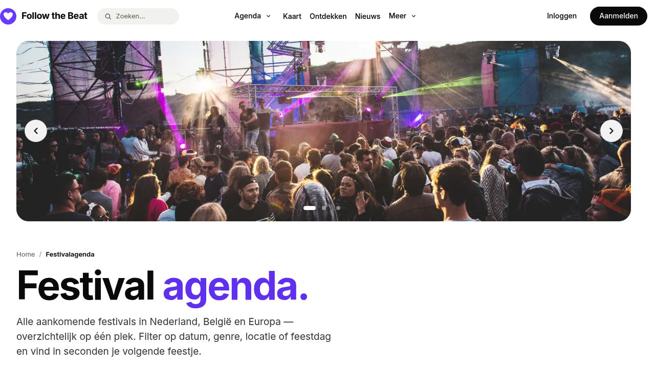 Screenshot of https://followthebeat.nl/agenda