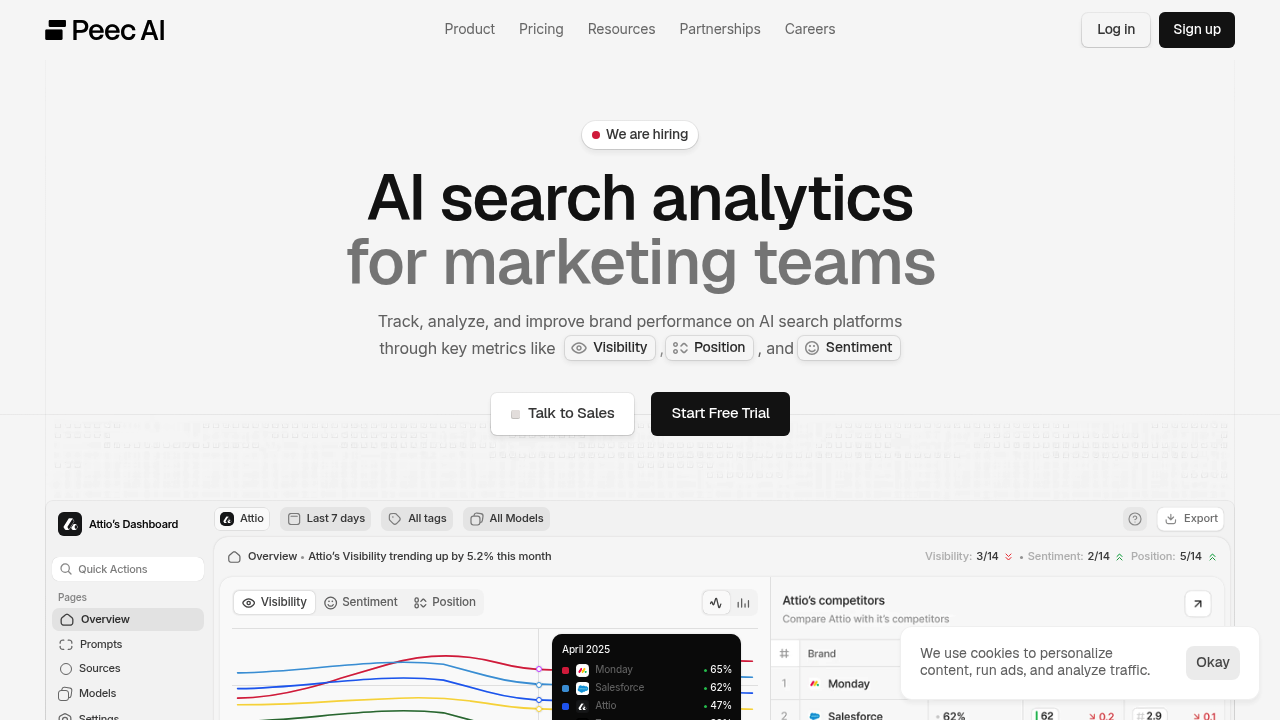 Screenshot of https://peec.ai