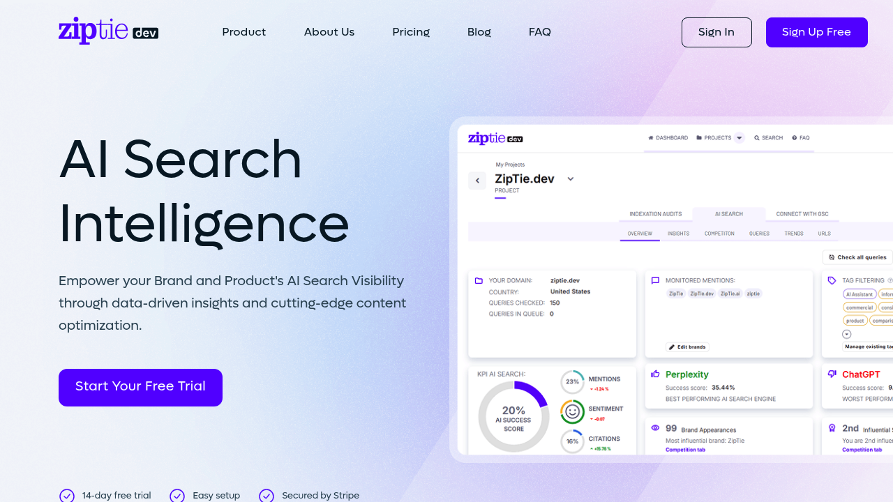 Screenshot of https://ziptie.dev