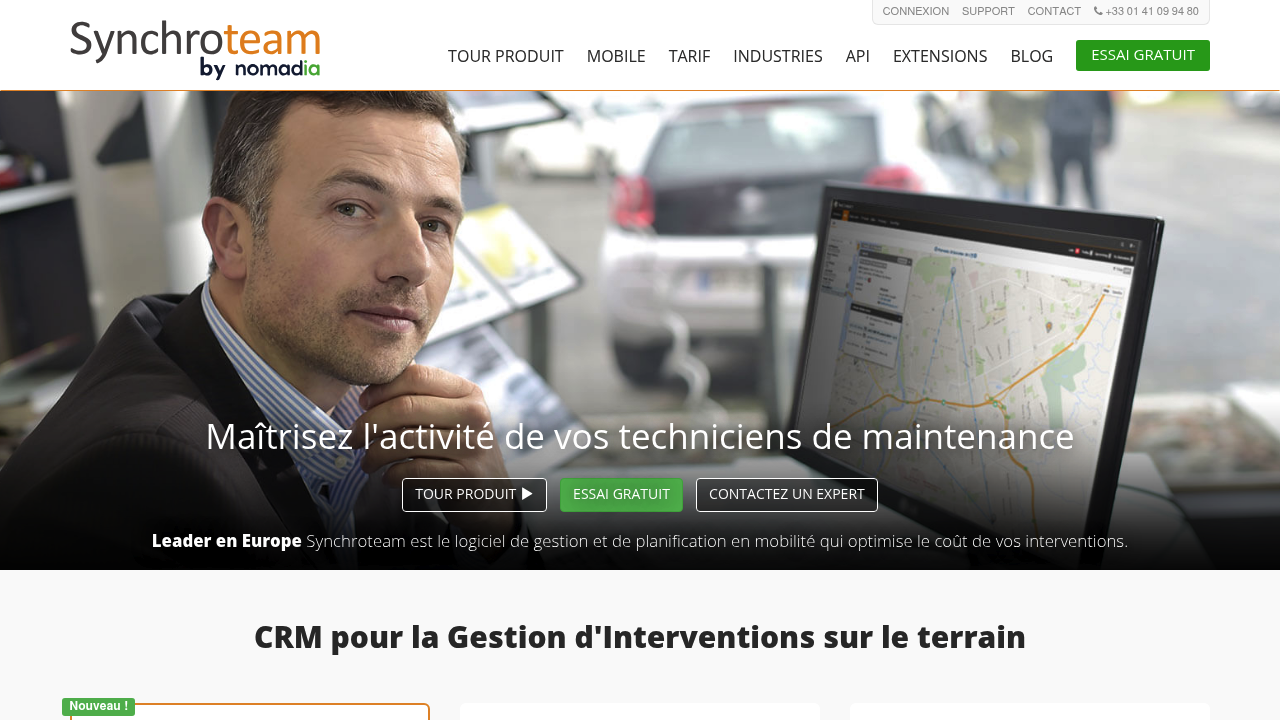 Screenshot of https://www.synchroteam.com/fr/