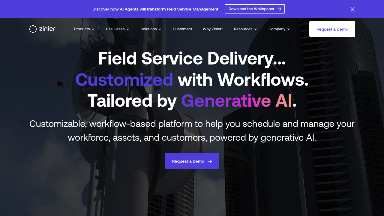 Screenshot of https://www.zinier.com/