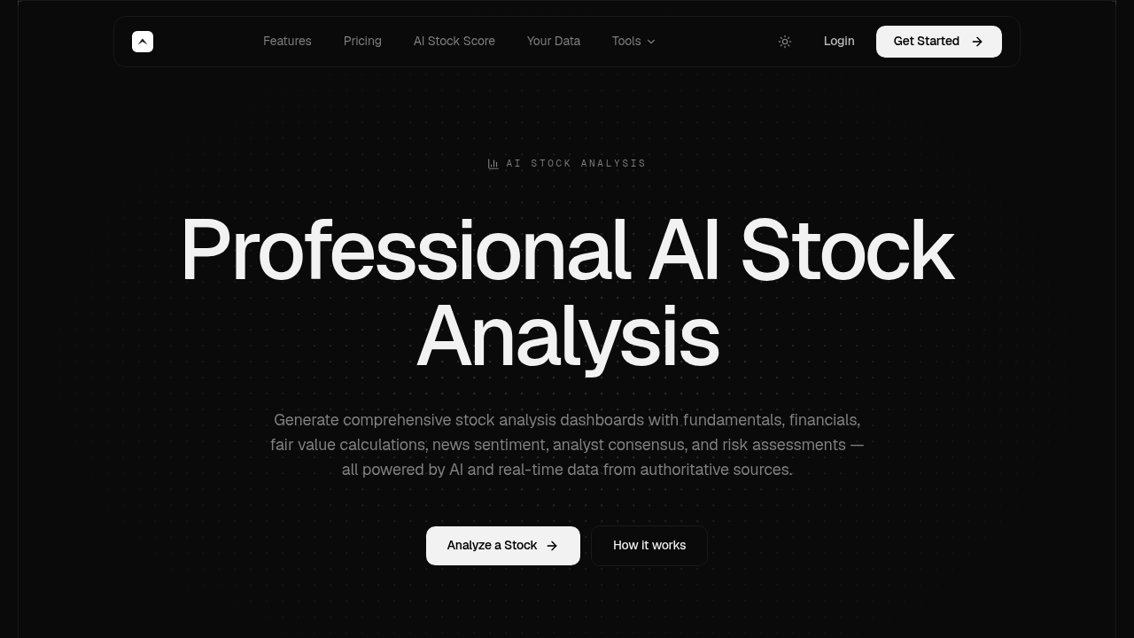 Screenshot of Peakwise AI Stock Analysis