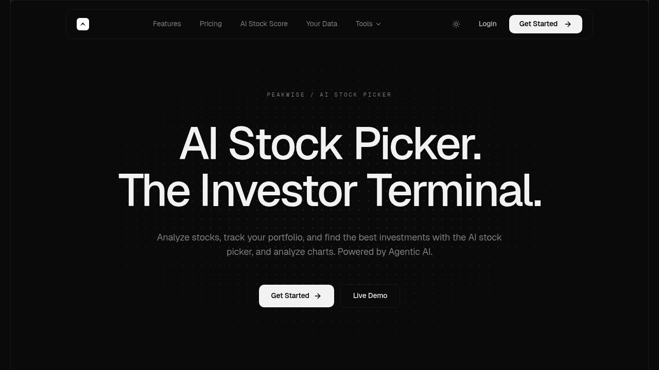 Screenshot of Peakwise AI Stock Picker