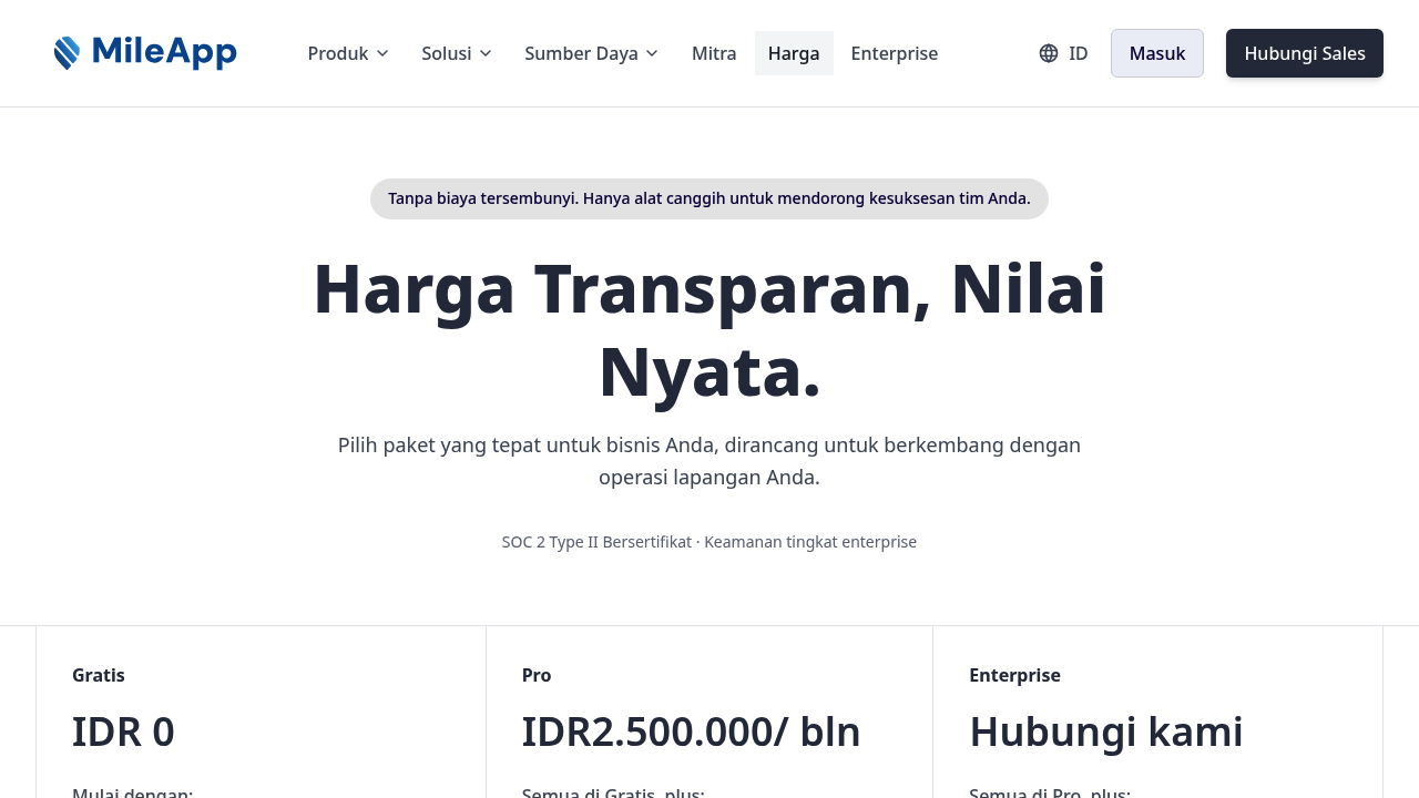 Screenshot of https://mile.app/id/pricing